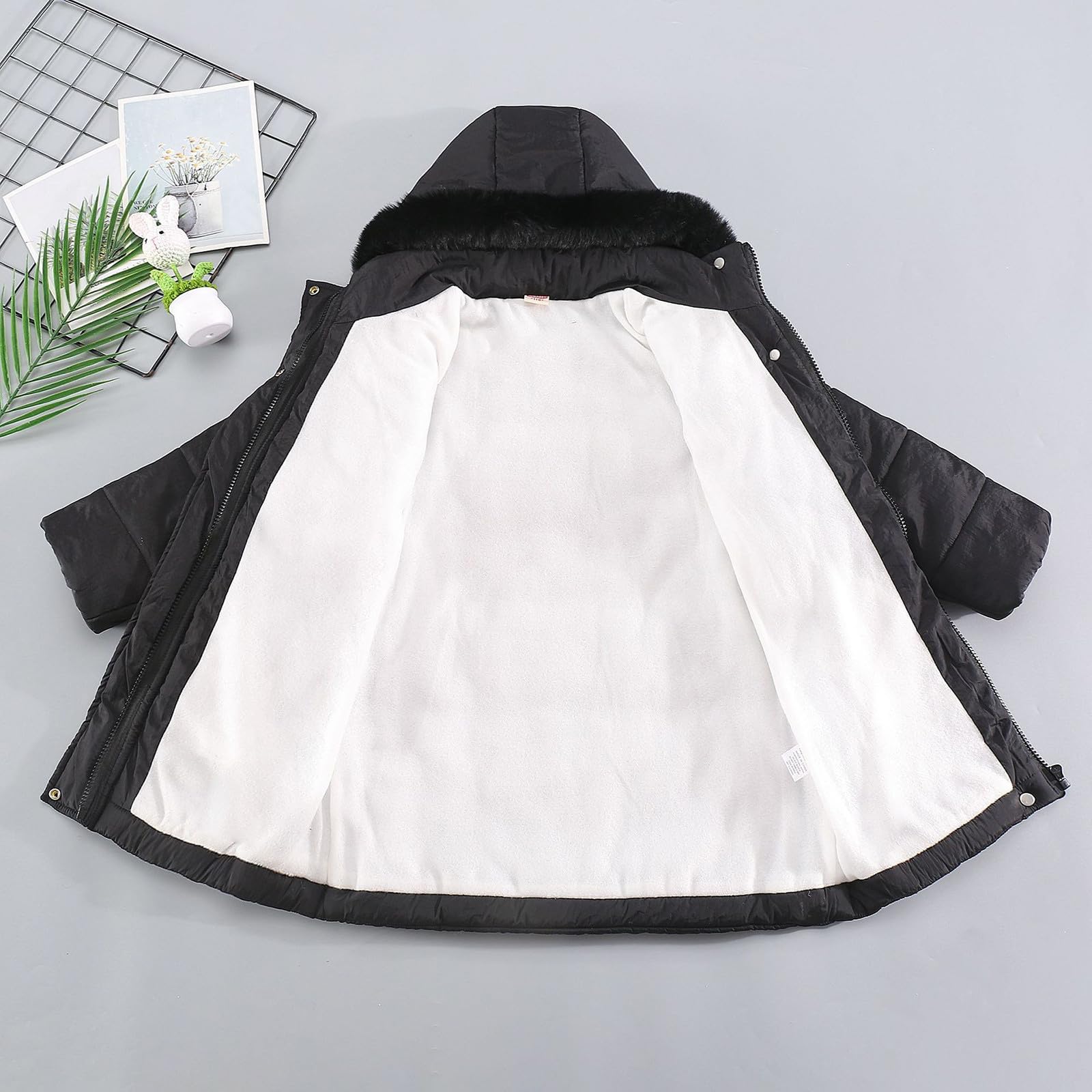 Genérico Chaqueta Cortavientos Niña - Abrigo De Invierno Infantil con Capucha Chaqueta Acolchada Cálida Forro Polar Resistente Al Cremallera Ropa De Abrigo para Niñas