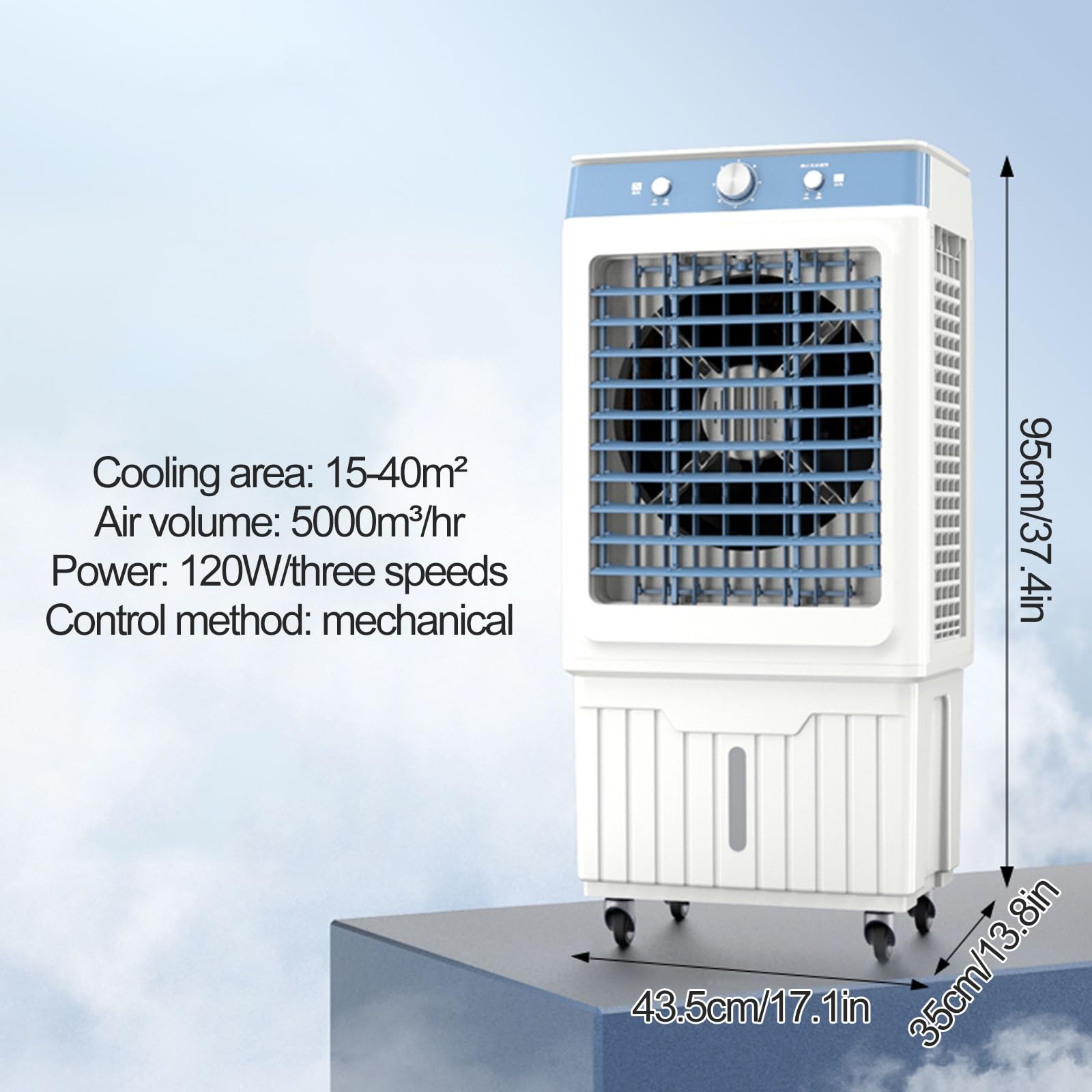 Raffreddatore d'aria evaporativo 3 in 1 con serbatoio dell'acqua da 30 litri, 3 velocità del vento per raffreddamento, umidificazione e ventilazione in soggiorno, camera da letto, ufficio