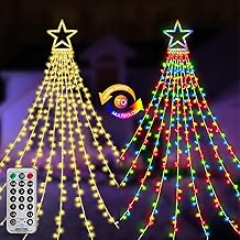 Christmas Decoration Lights 320 LED Color Changing Outdoor Star String Lights Waterproof Waterfall Christmas Lights 11 Light Modes, Remote & Timer [Warm White & Multicolor]