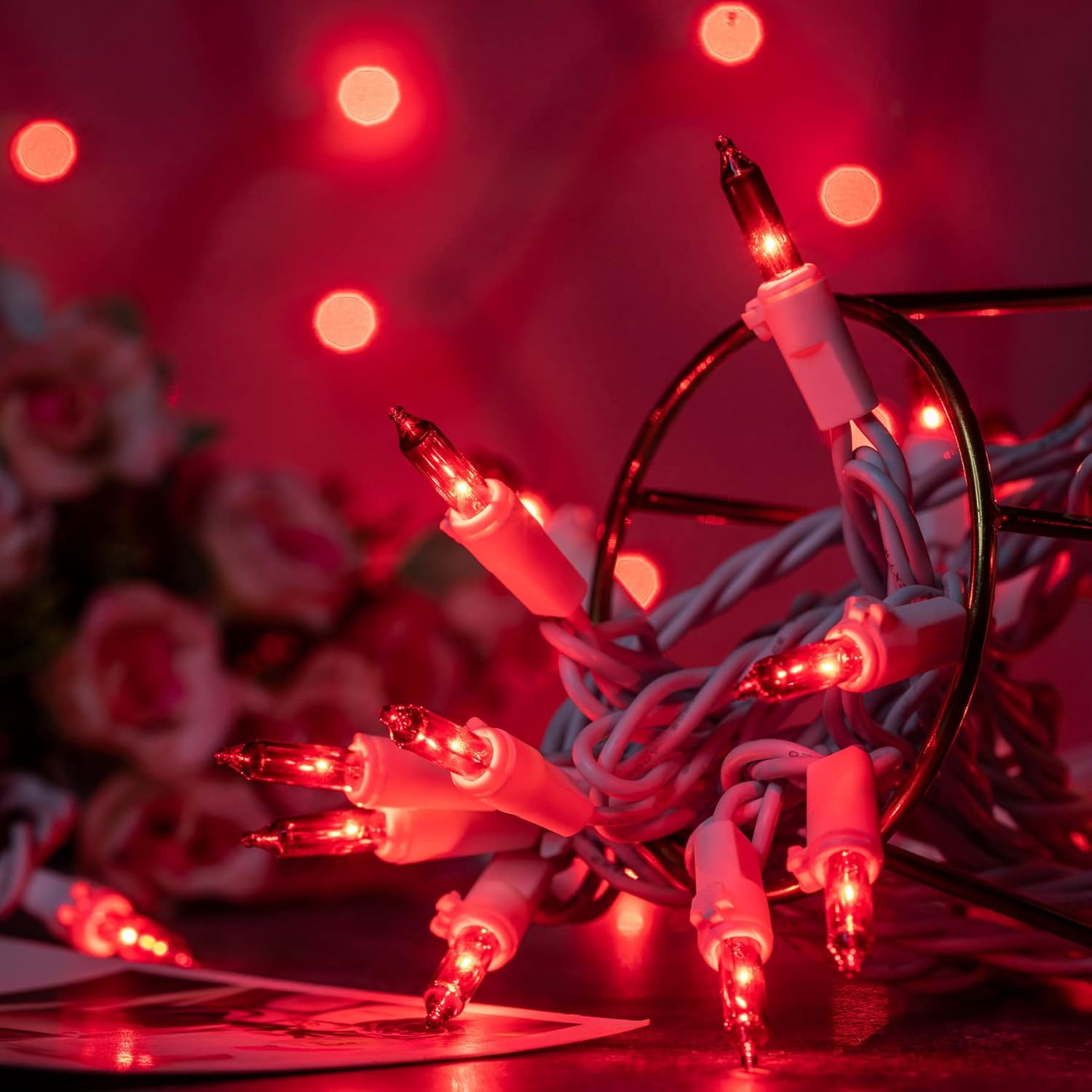 200 Count Red Christmas Lights, Pack of 2 Strands 100 Count 33 ft White Wire UL Listed Holiday String Light (Red) - Image 5