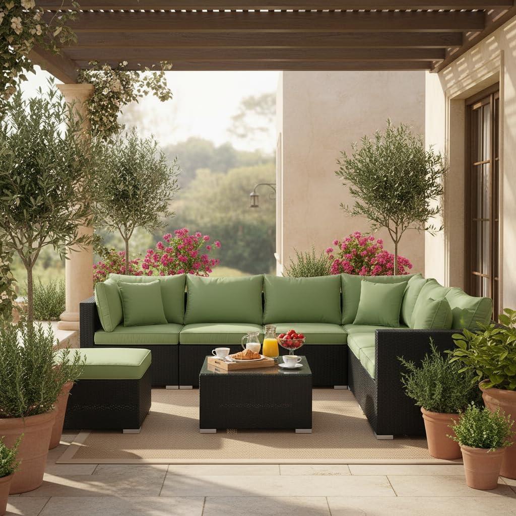 OYX 14Pcs Stretch Patio Cushion Covers,Outdoor Couch Covers Replacement,Outdoor Couch & Sofa Slipcovers,for Patio Furniture Cushion Covers,Washable Reusable Furniture Protector, Cover Only