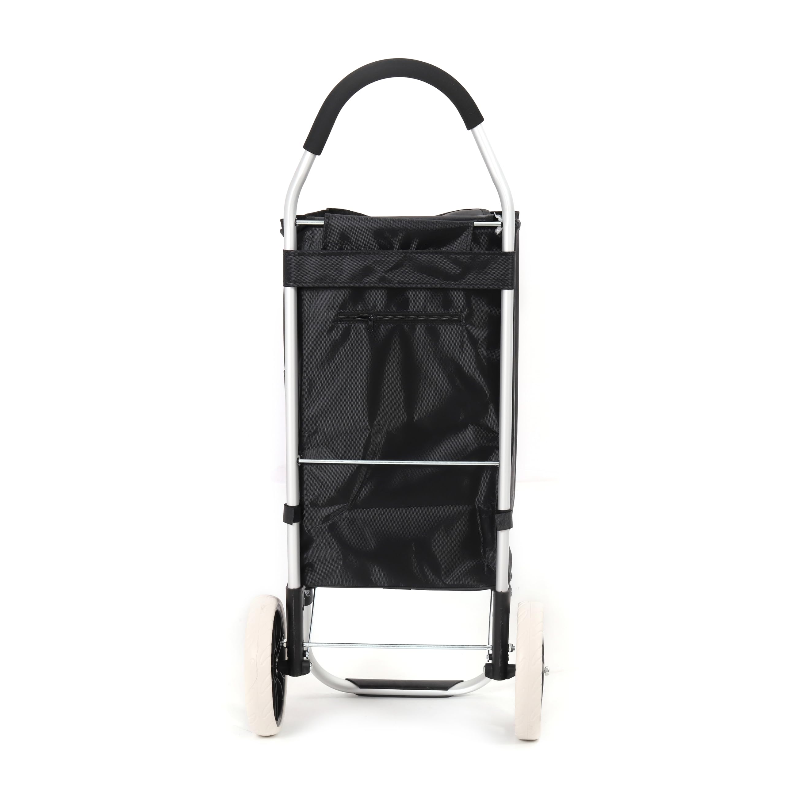 43.5Liter Aluminium Trolley Einkaufstrolley Klappbar, Shopping Trolley, Wasserabweisender Einkaufswagen Faltbar, Einkaufstasche mit 2 Rädern, Einkaufskorb mit Rollen, Groß - Schwarz