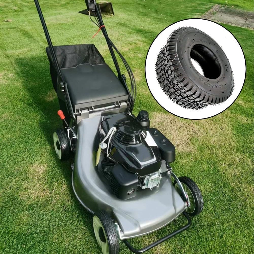 Neumático de cortacésped sin cámara de 15 x 6.00-6, repuesto de rueda de tractor de goma de 4 capas y carrito de golf con tracción mejorada para jardín y terreno desigual