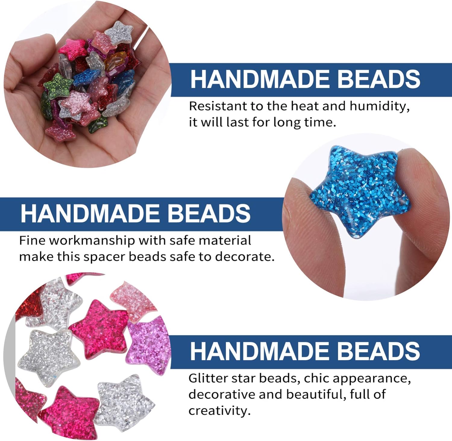 Flat Back Resin Charms 60Pcs Resin Glitter Star Cabochons Star Shape Beads Charm Embellishments for Christmas DIY Craft Scrapbooking, Phone Case, Nail Art, Jewelry Making (Random Color) - Image 4