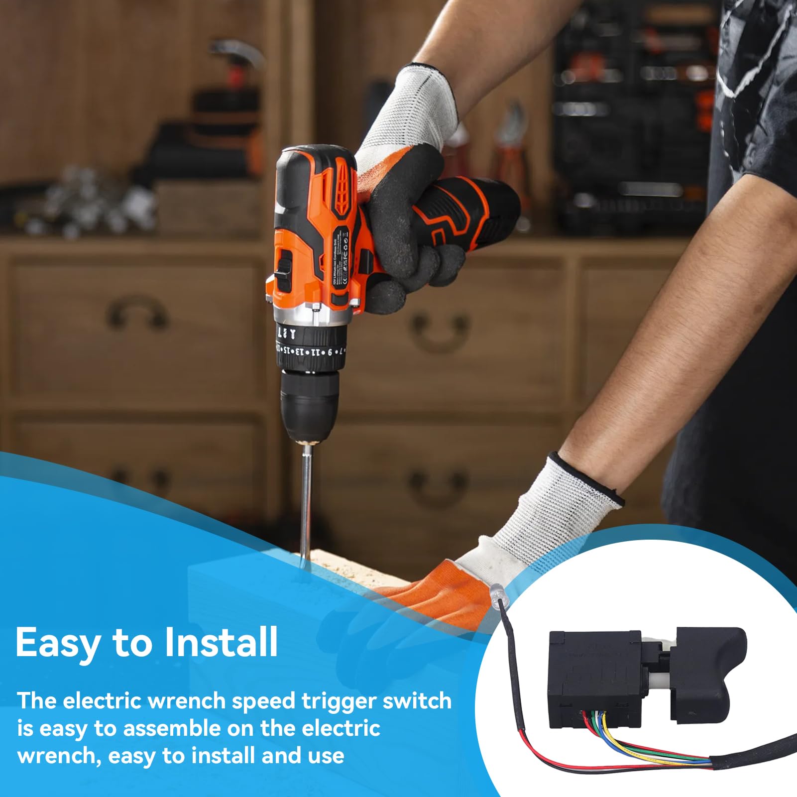 Electric Drill Switch, 36V Cordless Drill Speed Control Trigger Switch 8 Pin Brushless Drill Trigger Switch with Reverse Function for Electric Hand Drill or Other Power Tools