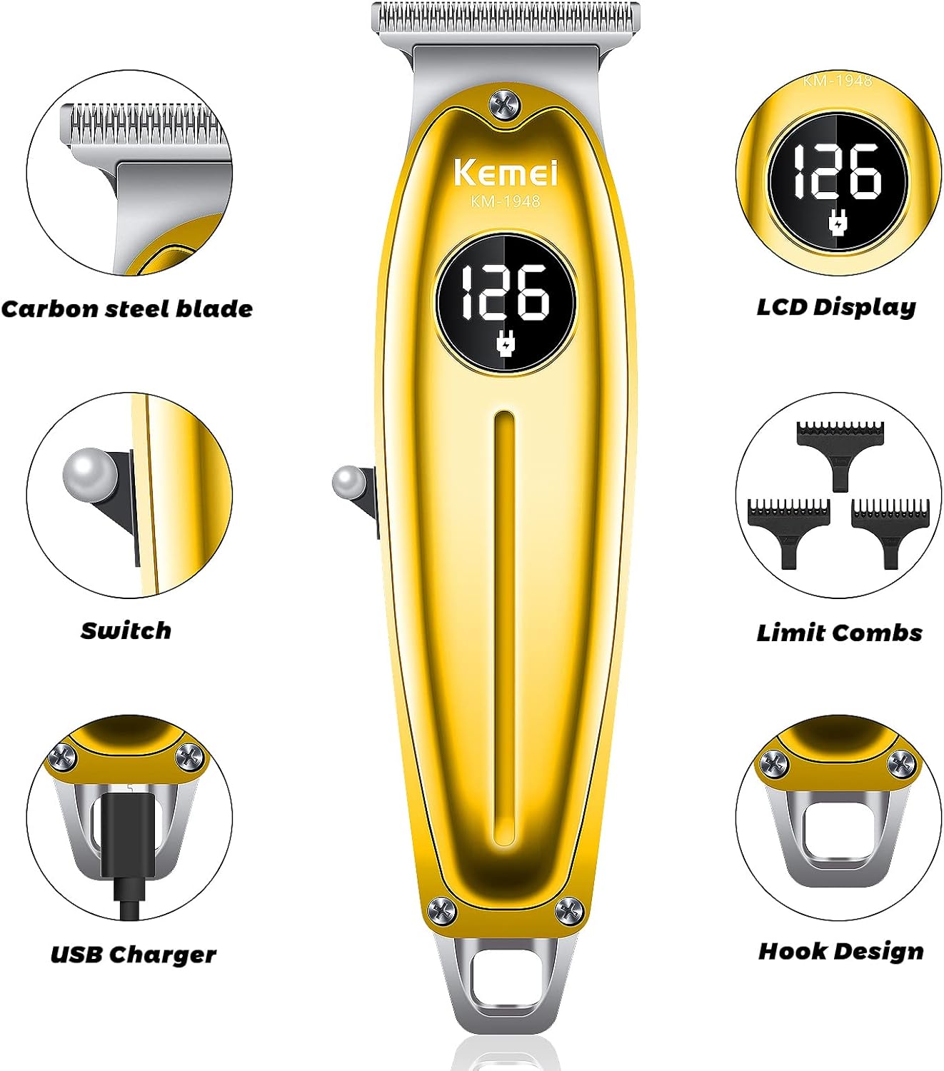 KEMEI KM-1948 Hair Trimmer Features Diagram