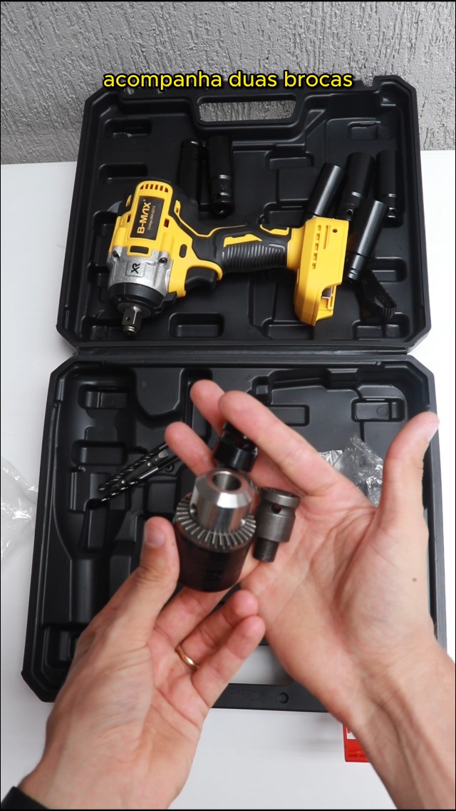 Parafusadeira Furadeira Sem Fio 36V 2 Baterias 340W 1550 RPM, Alta