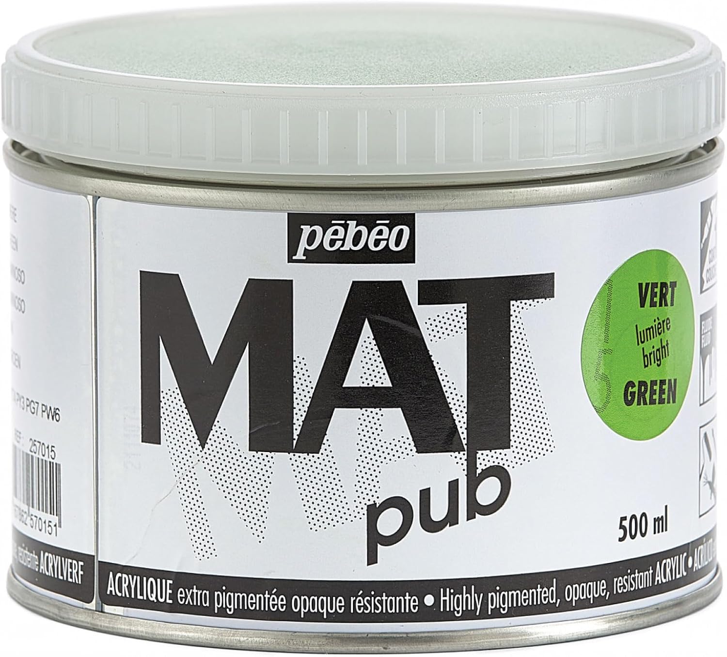 Pebeo Mat Pub, extra fine, 500 ml-Bright Green Acrylic Paint