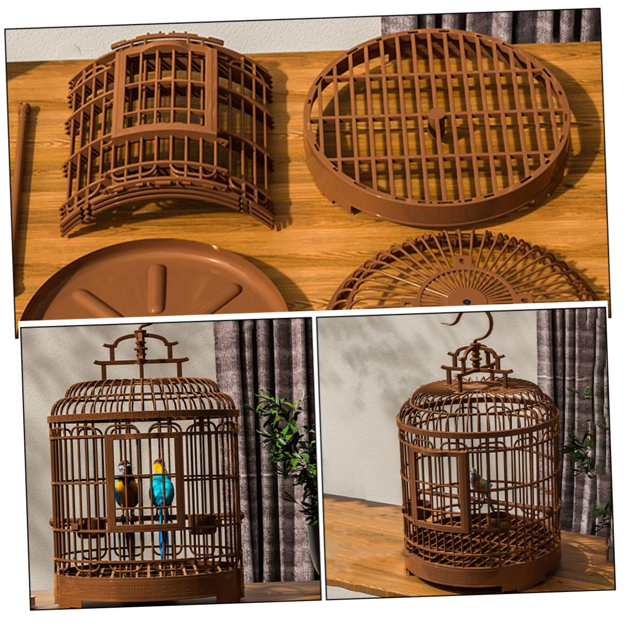 Gabbia per Uccelli Portatile in Plastica Vintage, Grande Villa Spaziosa Fondo Igienico, Trasportino per Conuri, Parrocchetti e Uccelli Selvatici, per Viaggi e Attività All’aperto