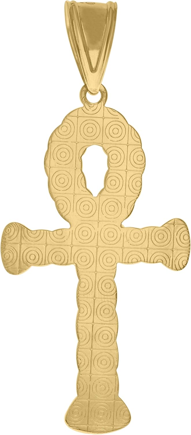 10k Two-Tone Gold Mens Twisted Ankh Cross Religious Charm Pendant