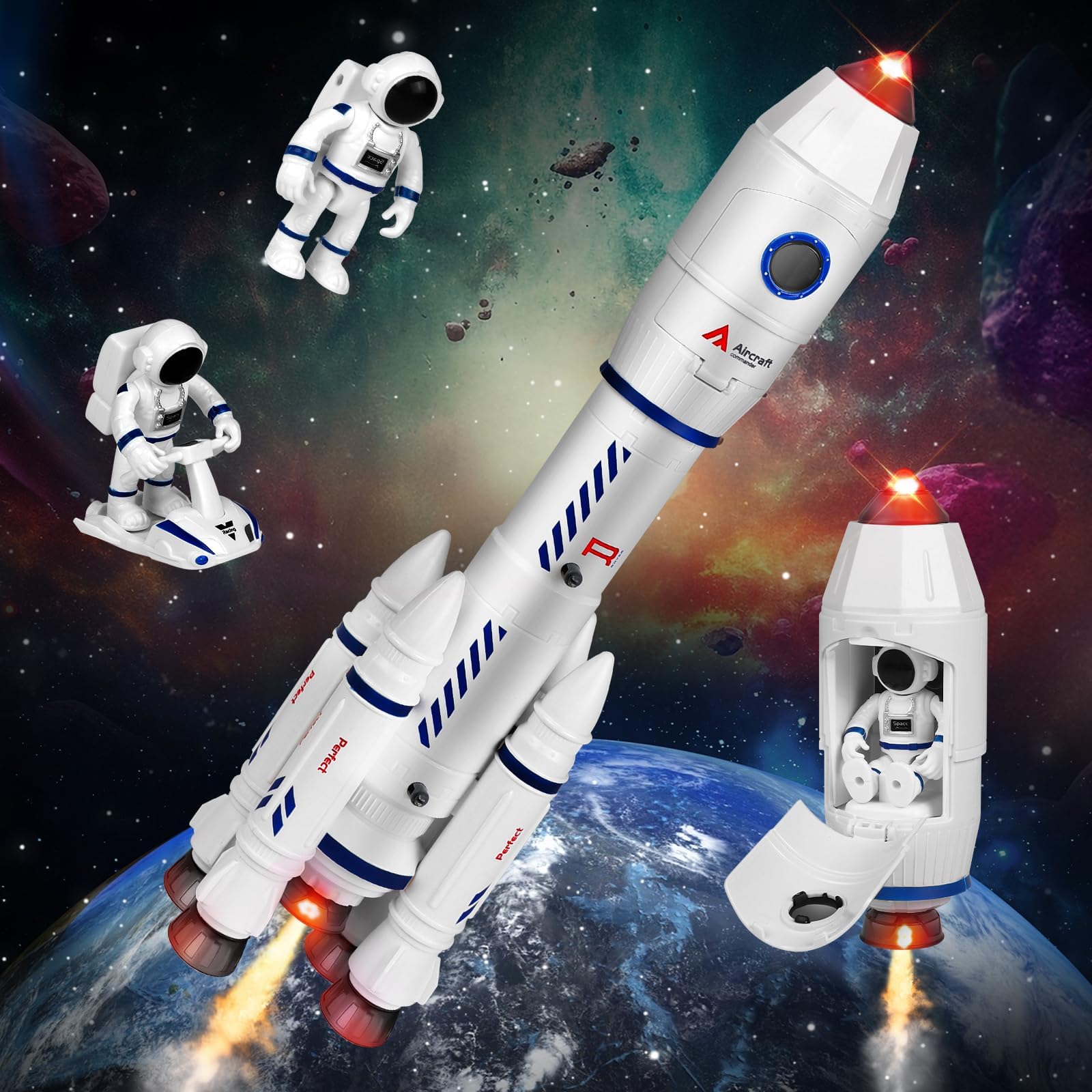 Juguete de Cohete Espacial para niños, de Transbordador para de 3, 4, 5, 6, 7 y 8 años, de Cohete Espacial de Regalo para y niñas.