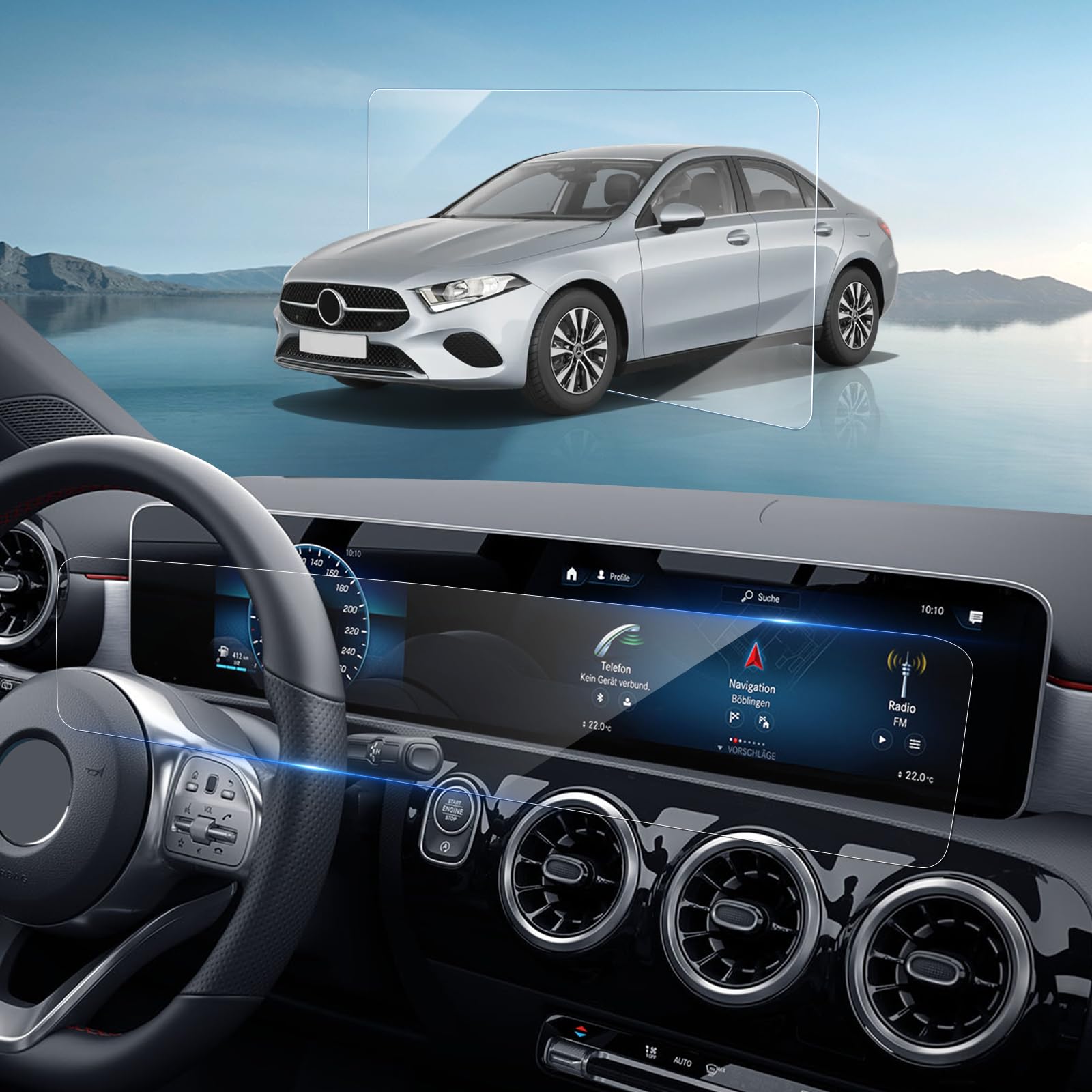 Vetro Temperato Per Navigatore Mercedes Classe S 2021-2024 – 9H, Anti-impronta, HD, Impermeabile, Installazione Facile