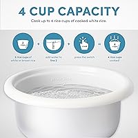 Vista 6 de AROMA® CoreCoat Rice Cooker with Pop-Up Food Steaming Basket (4 Cups Cooked, 2 Cups Uncooked)