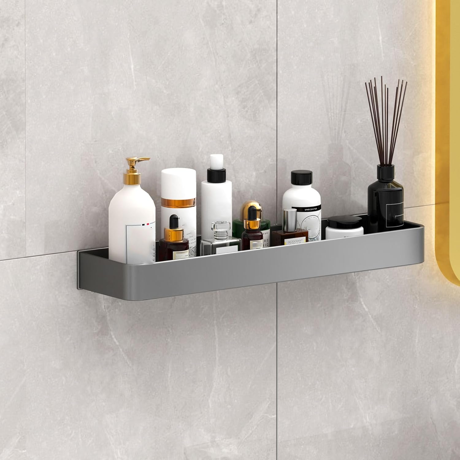 SRURLLUG Adhesive Shower Caddy 2Pack Bathroom Shower Shelves No Drilling Rustproof Shower Organizers Large Capacity Wall-Mounted Shower Storage