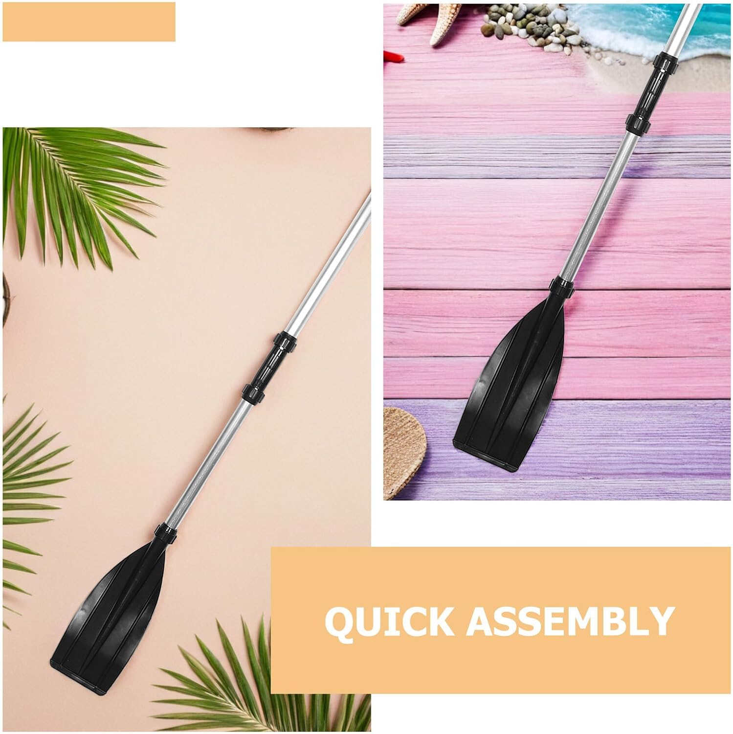 Kayak Paddle with Aluminum Alloy Handle and Thick Plastic Blade, 1pcs Canoe Oar for Inflatable Boat, Kayaking, Fishing, and Water Sports Equipment