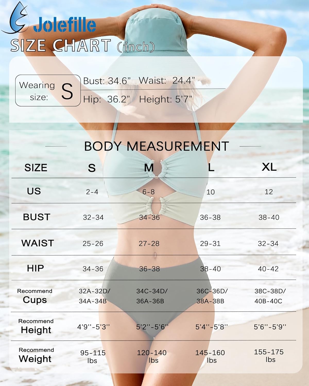 Jolefille 2 Piece Swimsuit for Women Strapless Bathing Suit High Waisted Bikini Sets Full Coverage Bandeau Swim Suits Teens - Image 7