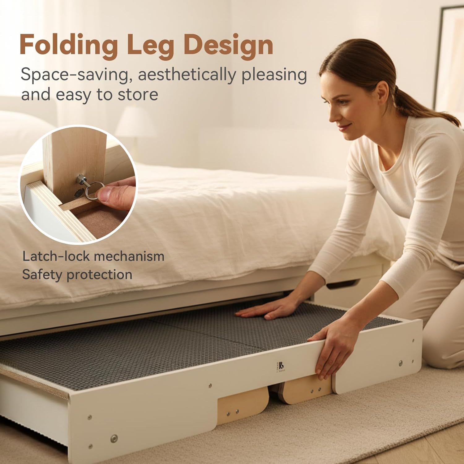 Youuys 3 in 1 Wooden Kids Activity Table & Building Board Compatible with Building Block,Storage Play Table Reversible Top Legs Fold for Easy Under Bed Storage （No Chairs）