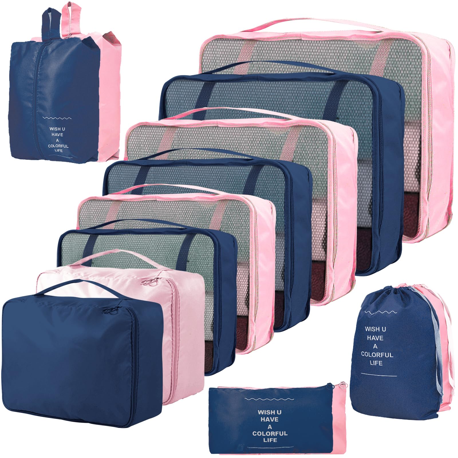 14-teilige Zweifarbige Koffer Organizer, Kofferorganizer Reisezubehör – Packwürfel, Packing Cubes & Packtaschen, Ordnungssystem für Koffer bei Urlaub & Reisen