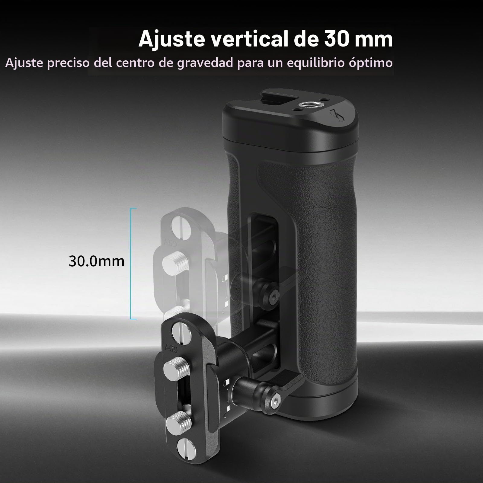 SMALLRIG Empuñadura Lateral Mini con Pinza y Riel NATO, para Mano Izquierda o Derecha, Ajuste Vertical, con Zapata Fría y Rosca, Carga Máx. 10kg - 5947