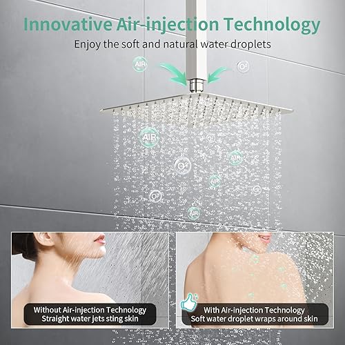 Miniatura 6 de SR SUSR SUN RISE Sistema de ducha con desviador de botón, cabezal de ducha de lluvia de lujo de 10 pulgadas montado en el techo con rociador de