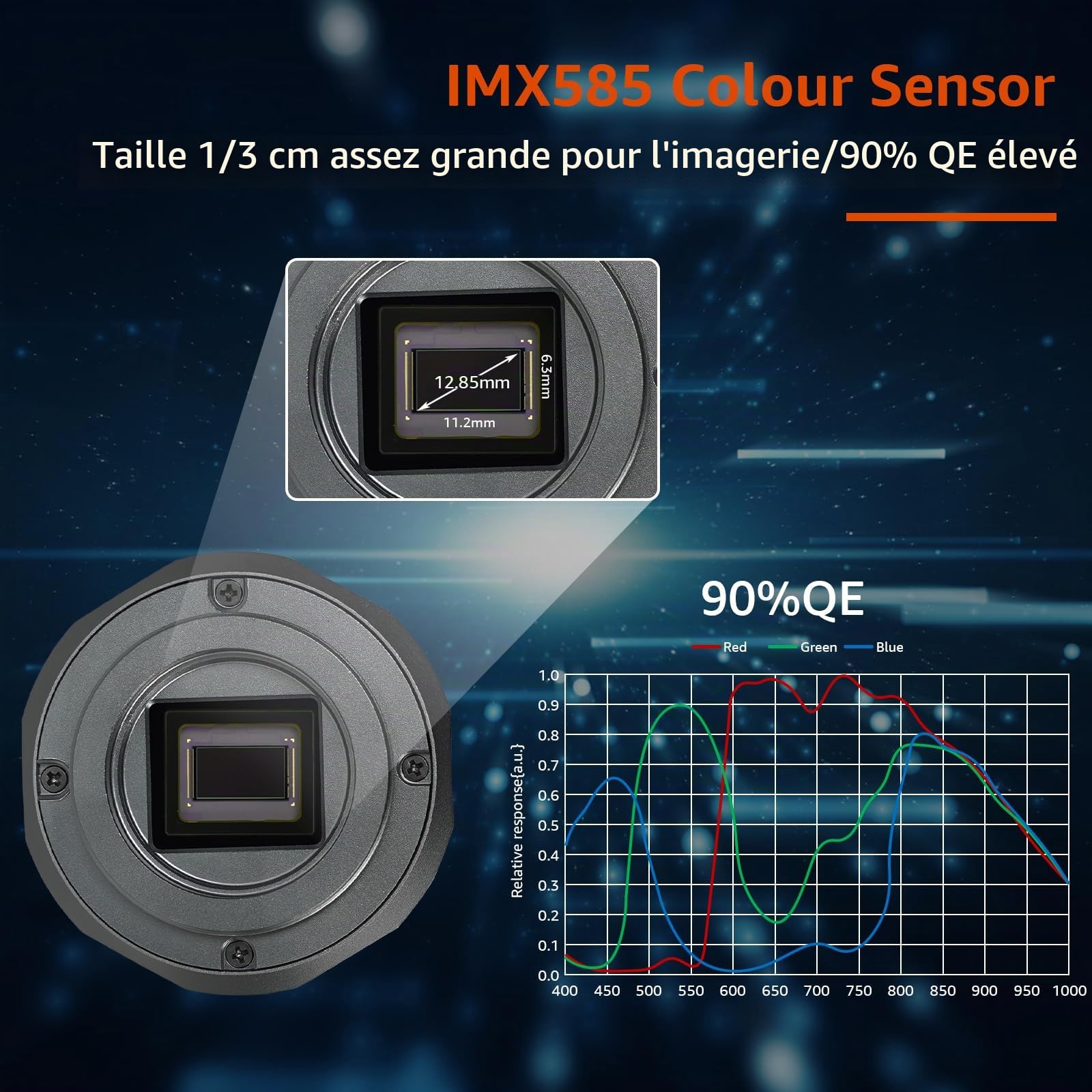 Svbony SV705C Caméra Astro Couleur, USB3.0 ST4 Port de Guidage Grand Puits, Oculaire Télescope avec CMOS Capteur IMX585, Haute Sensibilité NIR, Planétaire Caméra Astrophotographie pour EAA Imagerie