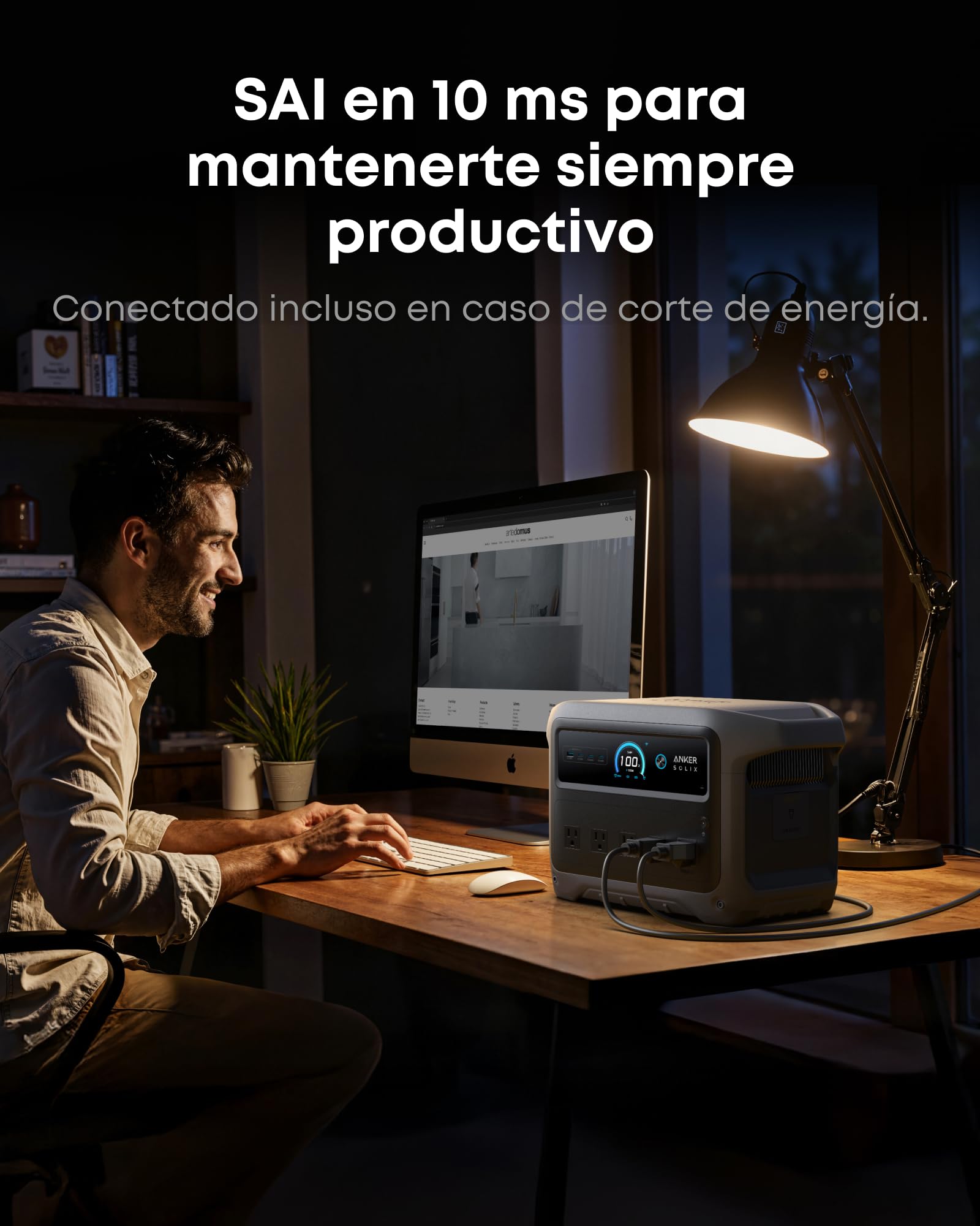 Estación de energía portátil Anker SOLIX C1000 Gen 2, generador solar de 2 000 W (pico 3 000 W), carga completa en 49 minutos, batería LiFePO4 de 1 024 Wh para respaldo doméstico, cortes de energía y