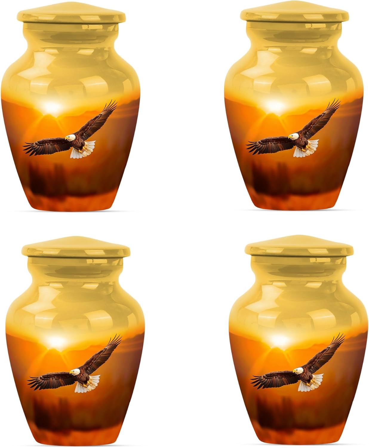 Eagle Urns - Ashes Keepsake - Urns for Cremation Ashes - Cremation Companion Urns - Cremation Urns for Human Ashes Adult Male - Urns for Human Ashes Adult Male Dad (3 inch Pack of 4)