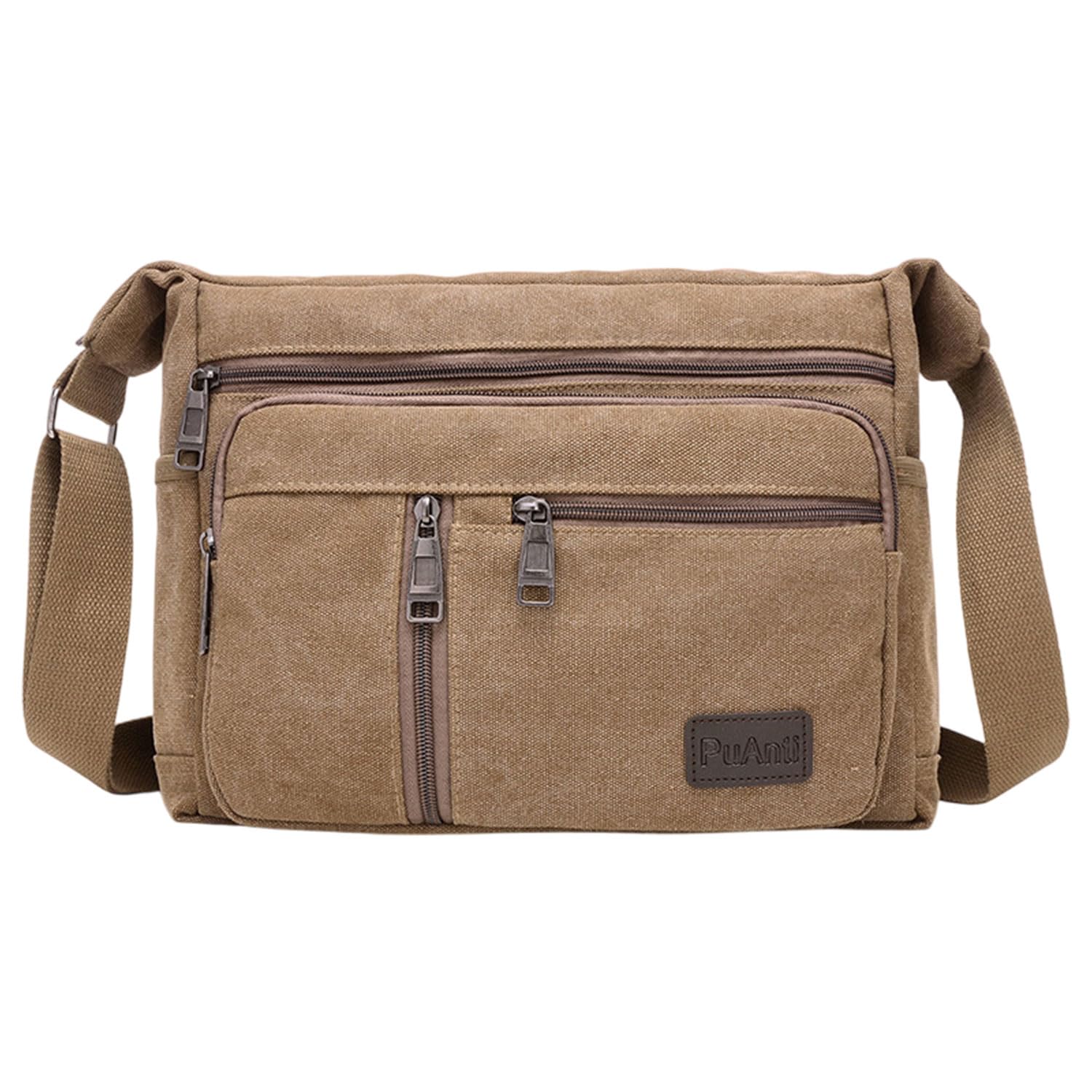 MOMISY Canvas Sling Cross Body Bag Travel Side Bag Office Messenger Bag Business Bag Multi Pocket Shoulder Bag Money Bag for Adults, Men and Women