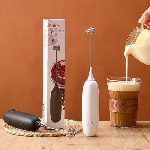 Miniatura 2 de Espumador de leche de mano, espumador de leche a batería, batidor de huevos para el hogar, para café, café con leche, capuchino, chocolate caliente,