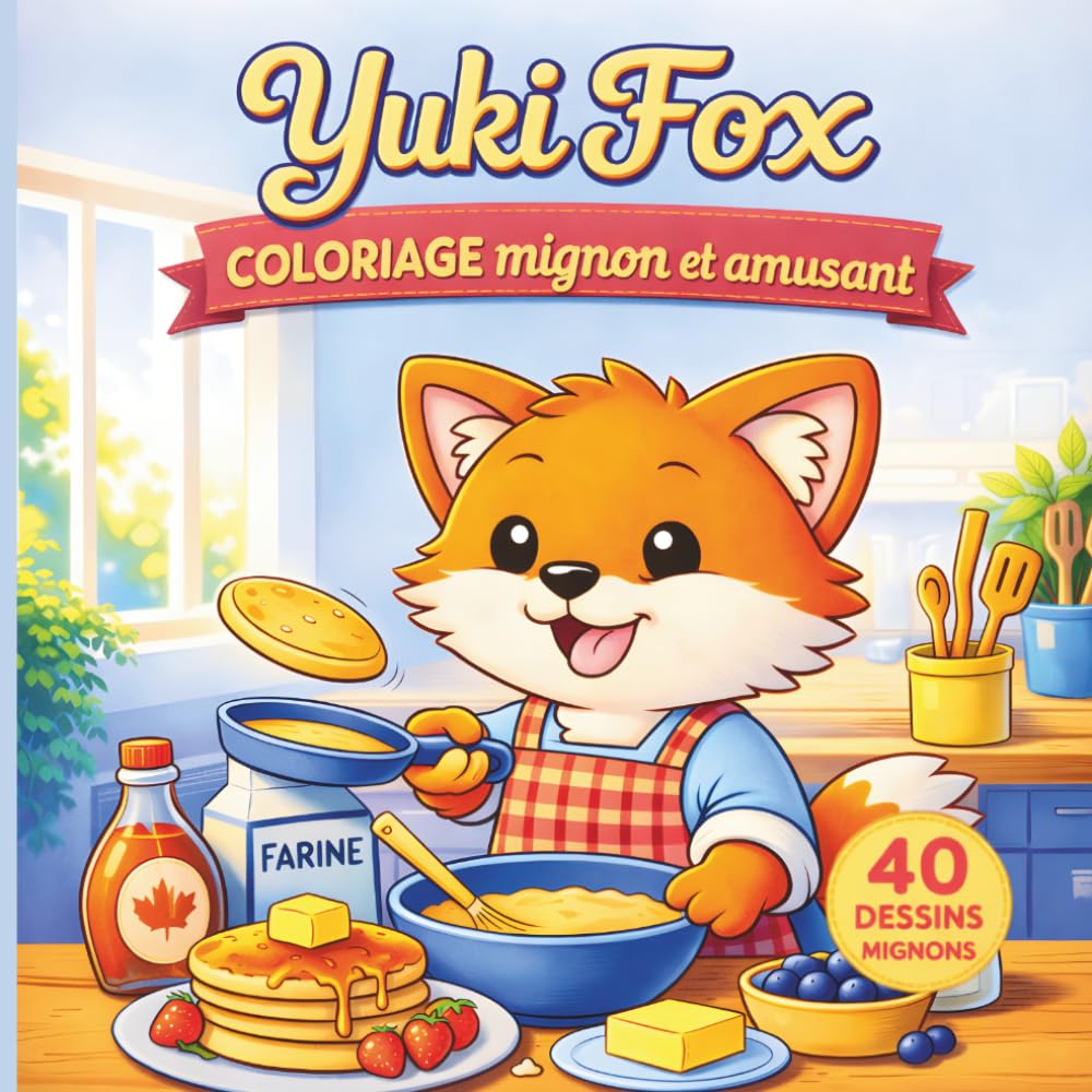 Yuki Fox Coloriage mignon et amusant: Livre de coloriage cosy pour enfants et adultes – 40 dessins mignons et relaxants pour se détendre
