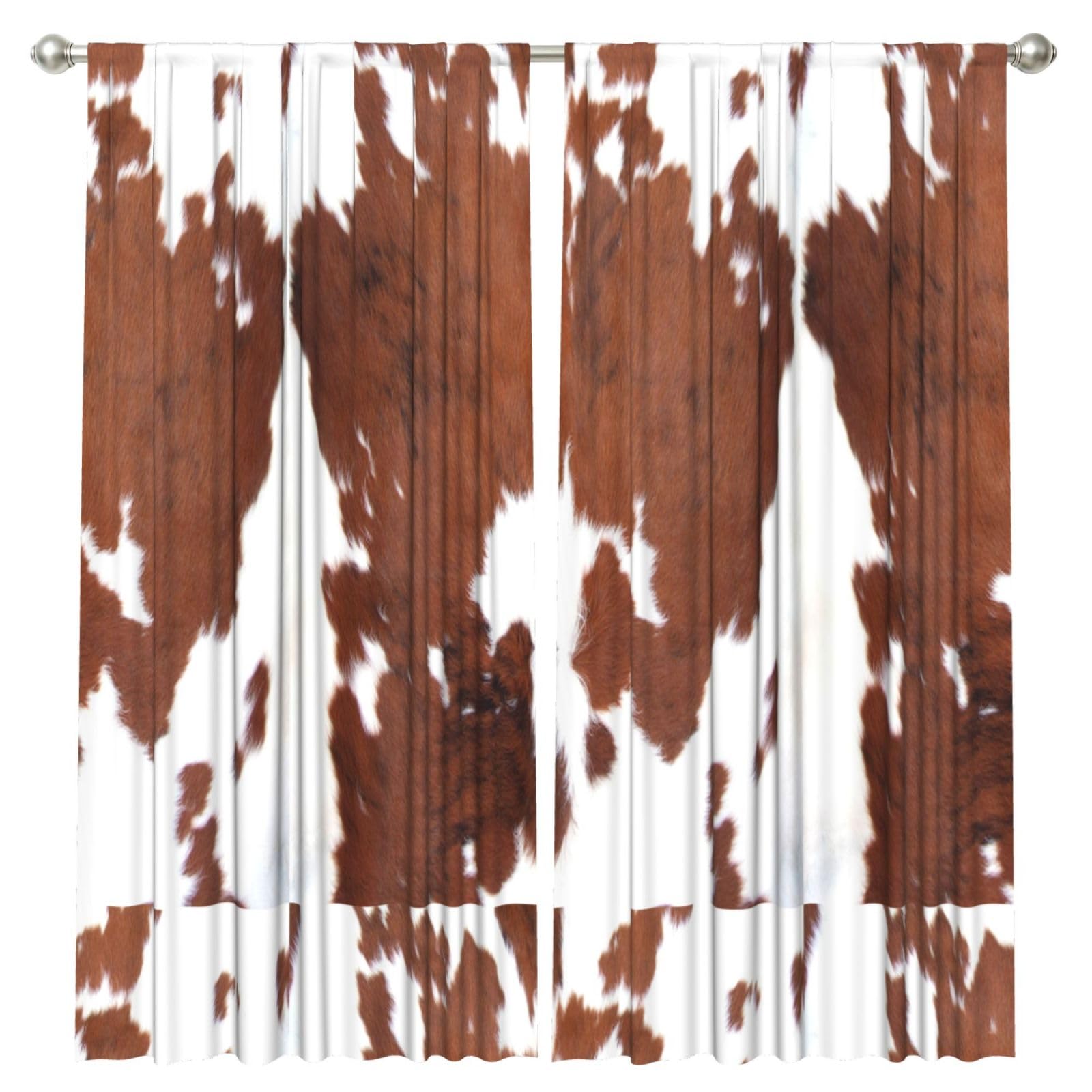 InOmak Brown Cowhide, 2 Panels Window Curtains 52 x 84 Inch Blackout Curtains for Living Room Bedroom