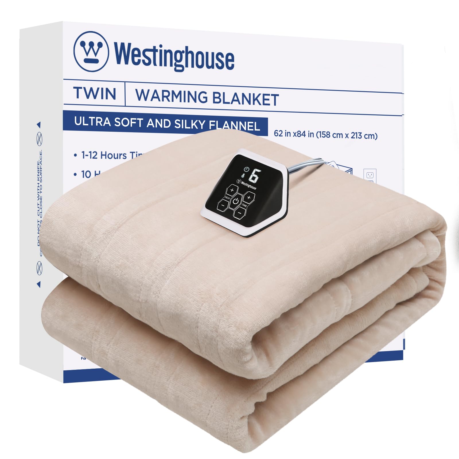 Amazon.com: Westinghouse Heated Blanket Twin Size, Electric Heating Blanket  with 10 Heating Levels, 12 Hours Auto Off, Fast Heating Warming Blanket,  Machine Washable(Twin, 62x84 Inches, Beige) : Home u0026 Kitchen
