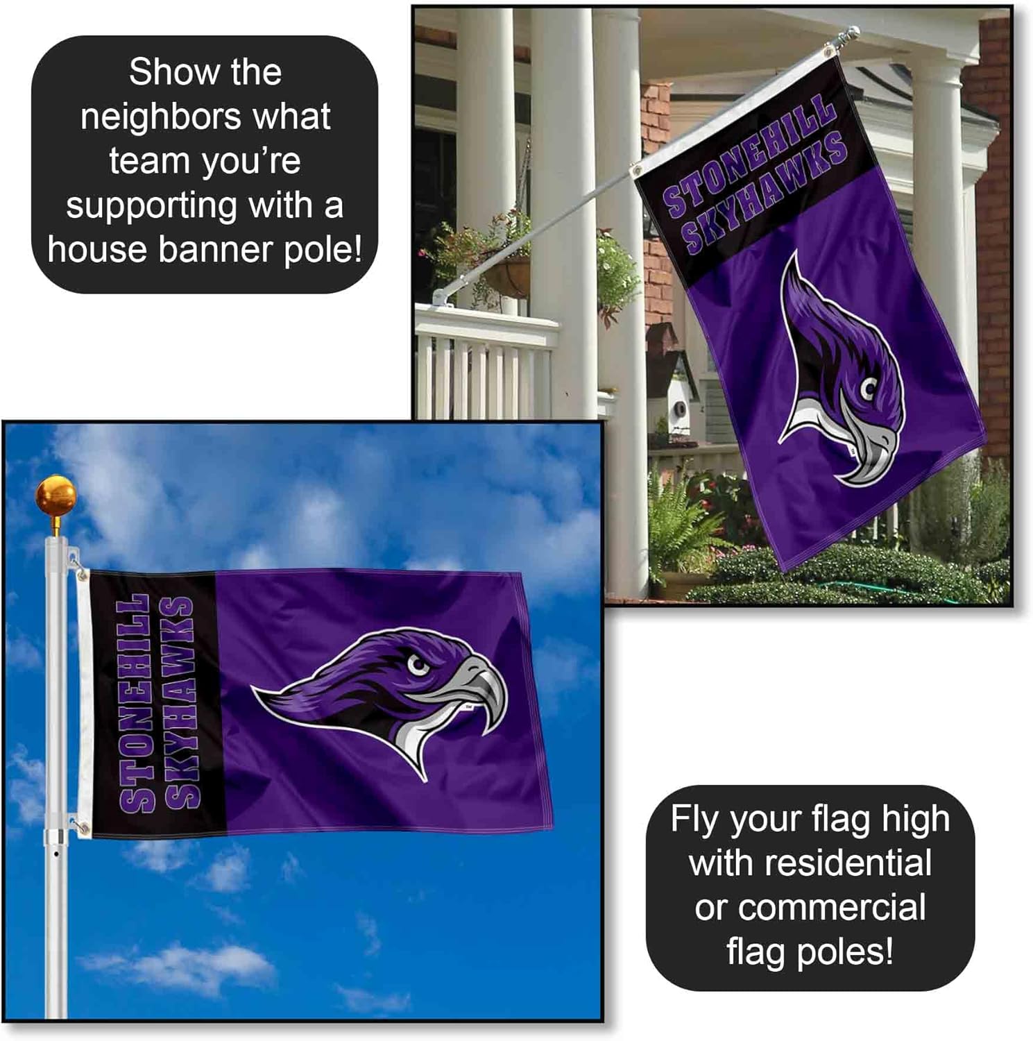 Stonehill College Skyhawks Logo Large Grommet Banner Flag - Image 3