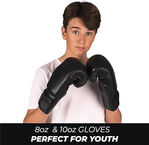 Miniatura 2 de Sanabul Essential Gel Boxing Gloves for Men & Women, Kickboxing MMA, Muay Thai Gloves and Heavy Bag Training Punching & Sparring Negro (Allblack)