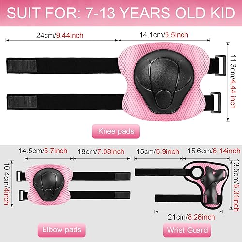 Miniatura 165 de Juego de rodilleras de protección para niños de 3 a 14 años, rodilleras y coderas con muñequeras 3 en 1 para patinaje, ciclismo, bicicleta, patinaje