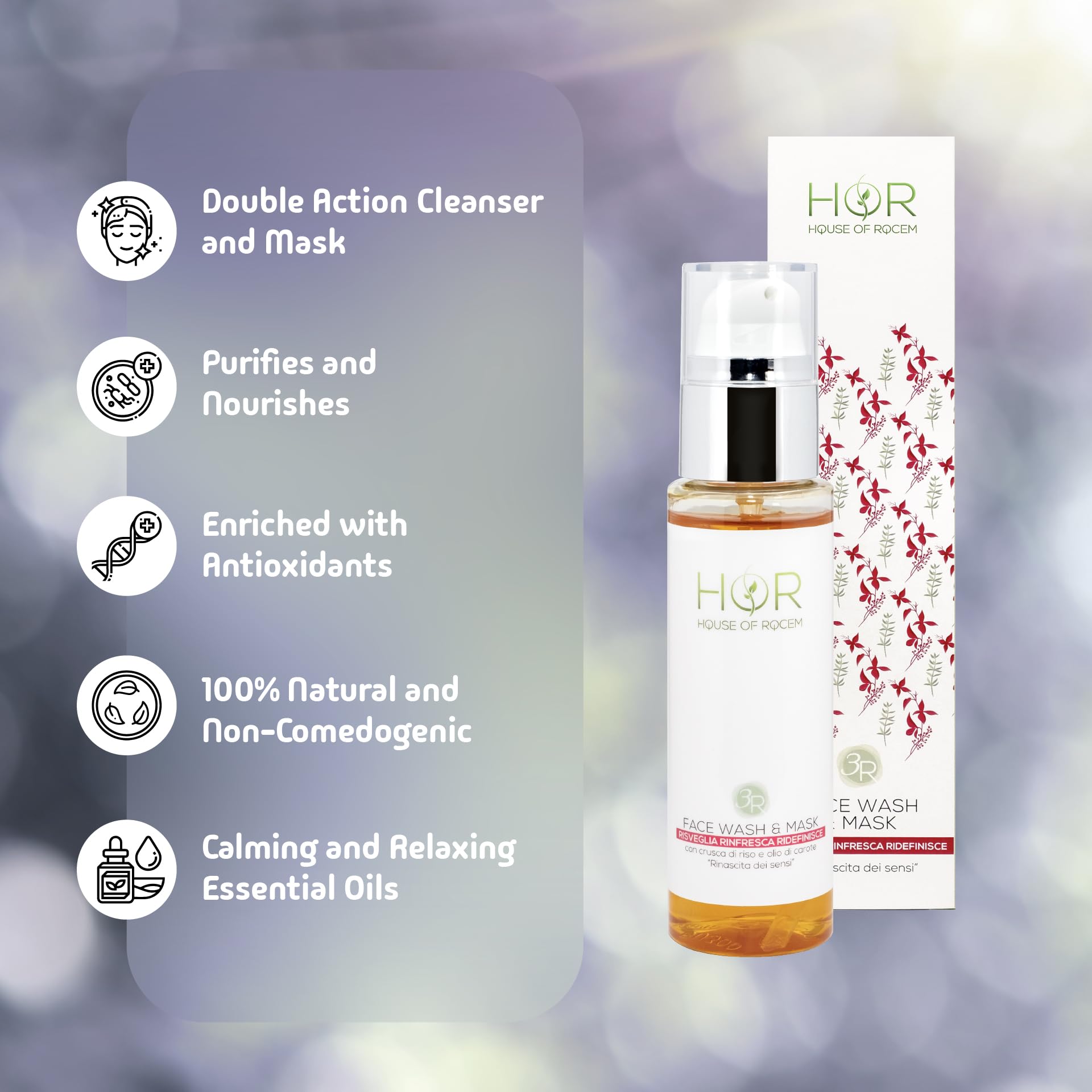 HOR- 3R Face Wash & Mask 100ml, 2-in-1 Cleanser & Brightening Mask for Melanin-Rich Skin, Deeply Hydrating, Vegan Skincare - Image 2
