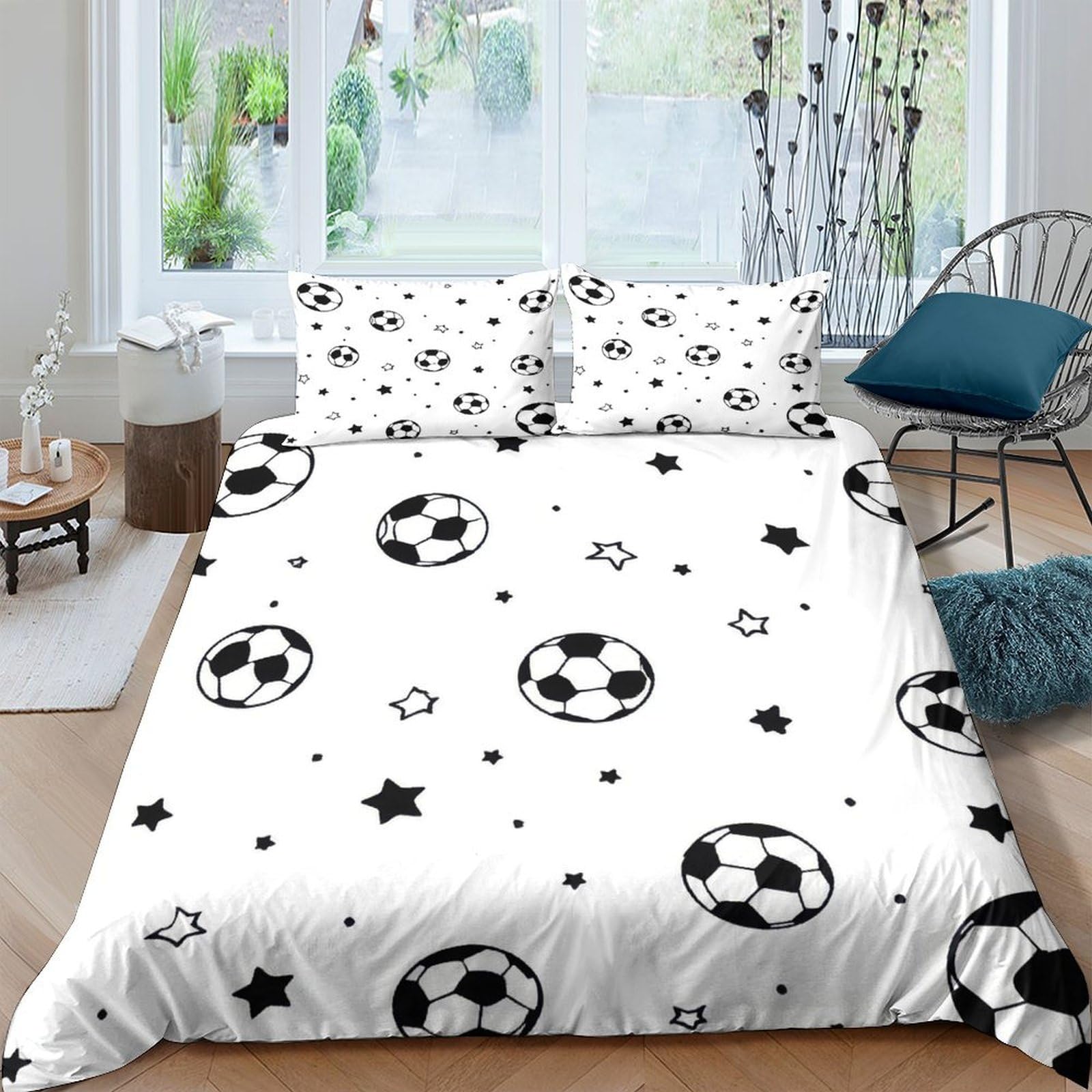 Housse de couette football 3D le cadeau idéal pour décorer la chambre d'un jeune couple