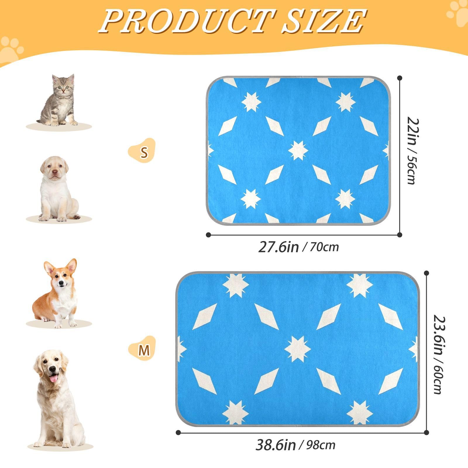 siphylline Floral Arrow Pattern Blue White Summer Cool pet pad Self Cooling cat Blankets for cat Outdoor Removable tapete refrescante para mascotas S