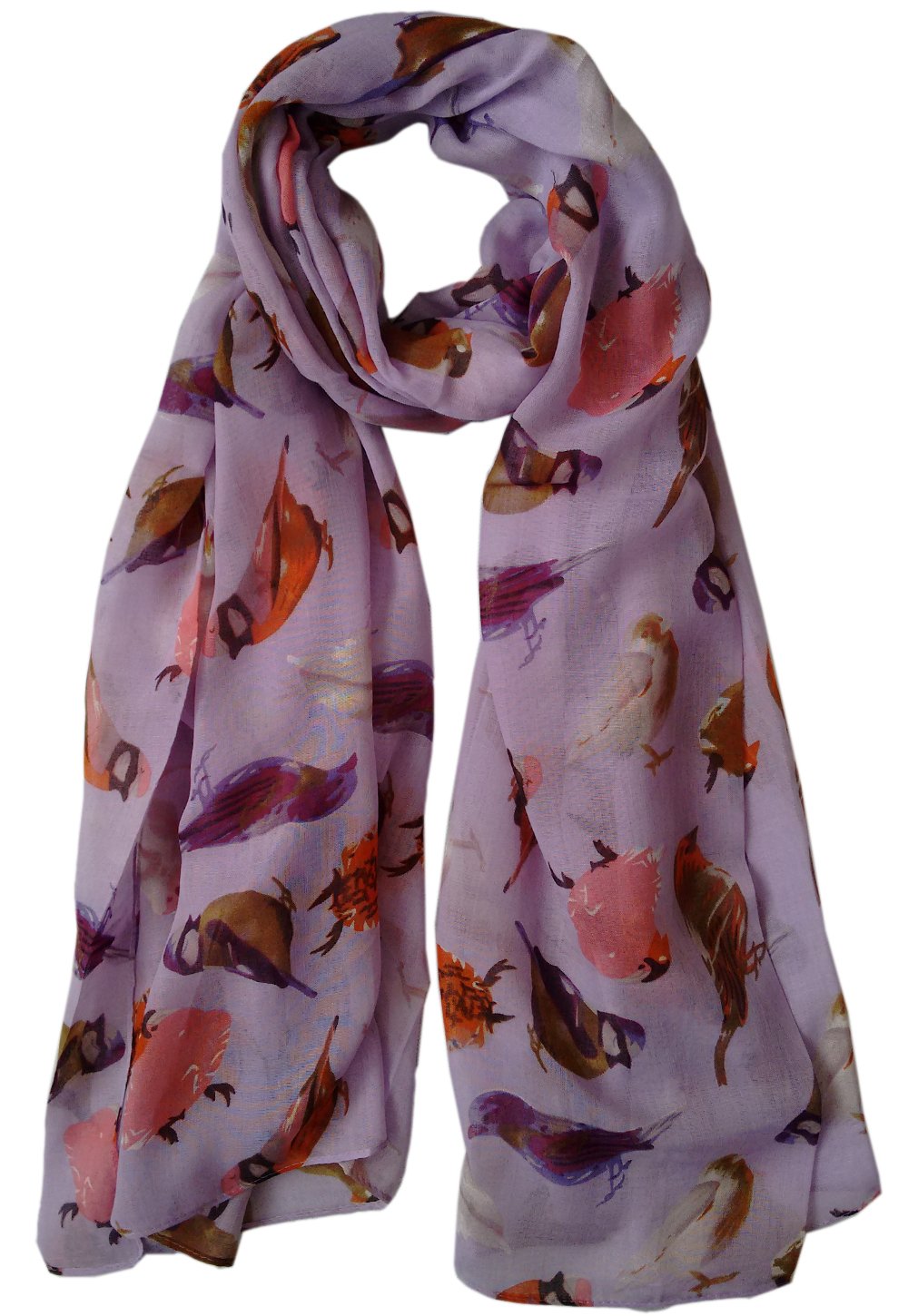 Glamlondon Women's Qn Lilic Bird Print Scarf Lightweight Fashion Oversize Wrap (Qn Lilic)