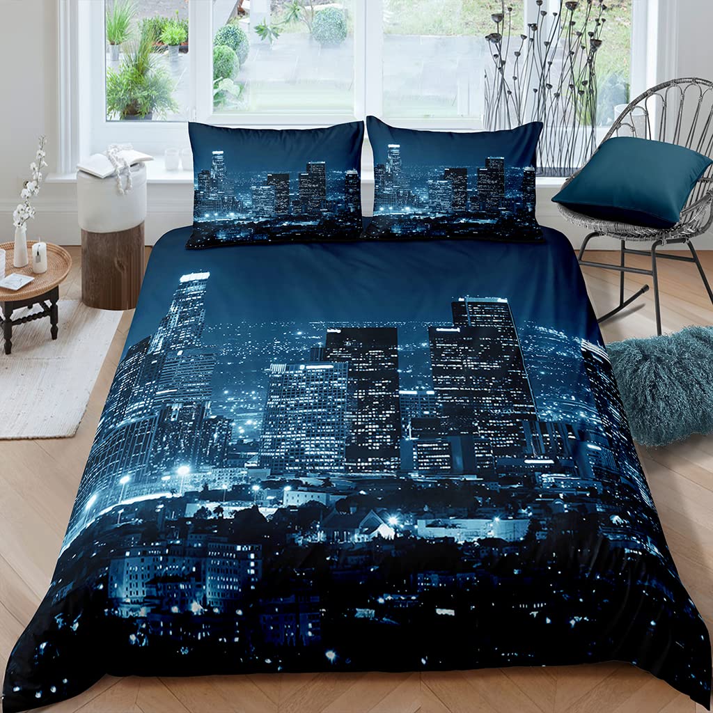 XPINGO New York Duvet Cover Double 200x200 cm 3 Pieces Soft Easy Care Microfiber Bedding Set with Zipper Closure 3D Printed City View Comforter Cover with 2 Pillowcases 50x75 cm