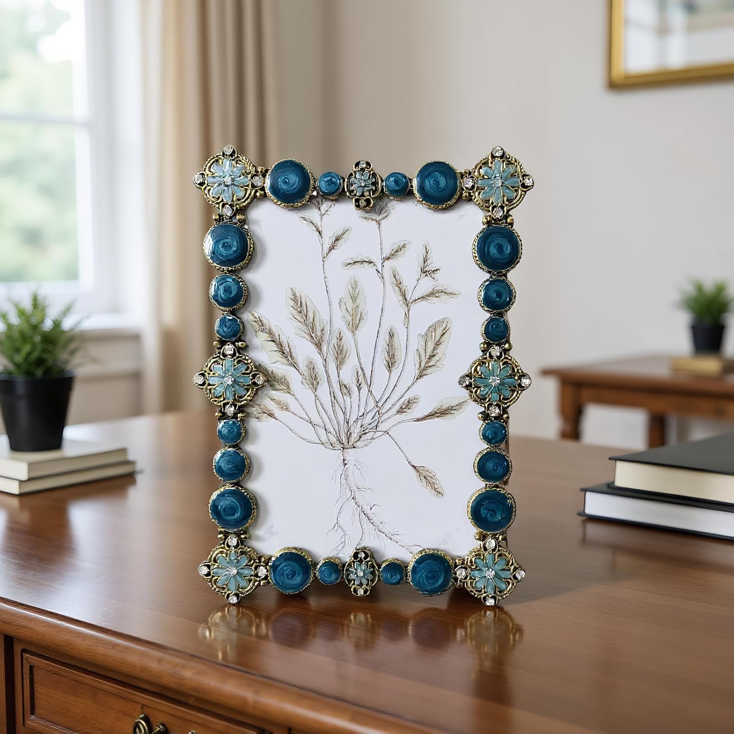 Metal Picture Frames,Fancy Picture Frames for Mid Century Modern Decor And Home or Office (Blue Ball 5 * 7)