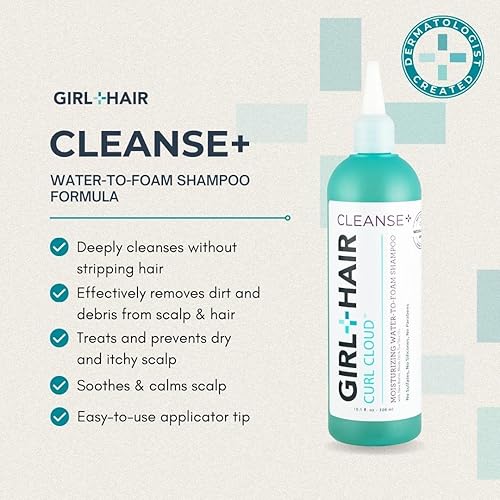 Miniatura 2 de GIRL+HAIR Cleanse+ Champú sin sulfatos, hidratante y restaurador para cabello seco y dañado, trata y previene el cuero cabelludo seco y picazón