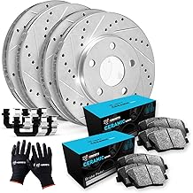 R1 Concepts Front and Rear Brake Kit For 2020-2022 Acura RDX| Drilled Slotted Brake Rotors| Ceramic Brake Pads and Rotors Kit| Hardware included