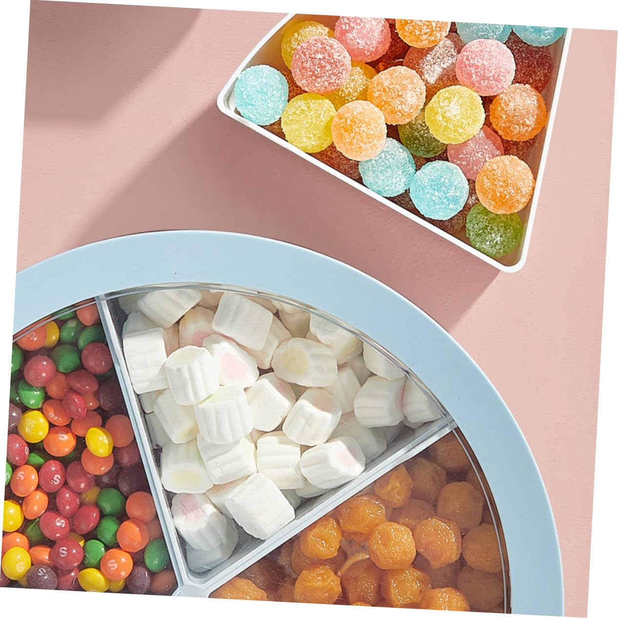 Abnehmbare Trockenfrüchtebox mit Deckel, 5 Fächer, Grün | Kunststoff, Einfache Mehrzweck Ausführung, für Party und Zuhause, als Schale für Snacks und Süßwaren