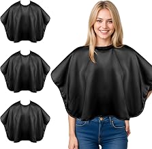 Waterproof Short Haircut Cape - Adjustable Neck Snap & Hair Dye Protection for Salon, Barber & Home Use - Black (3 Pack)