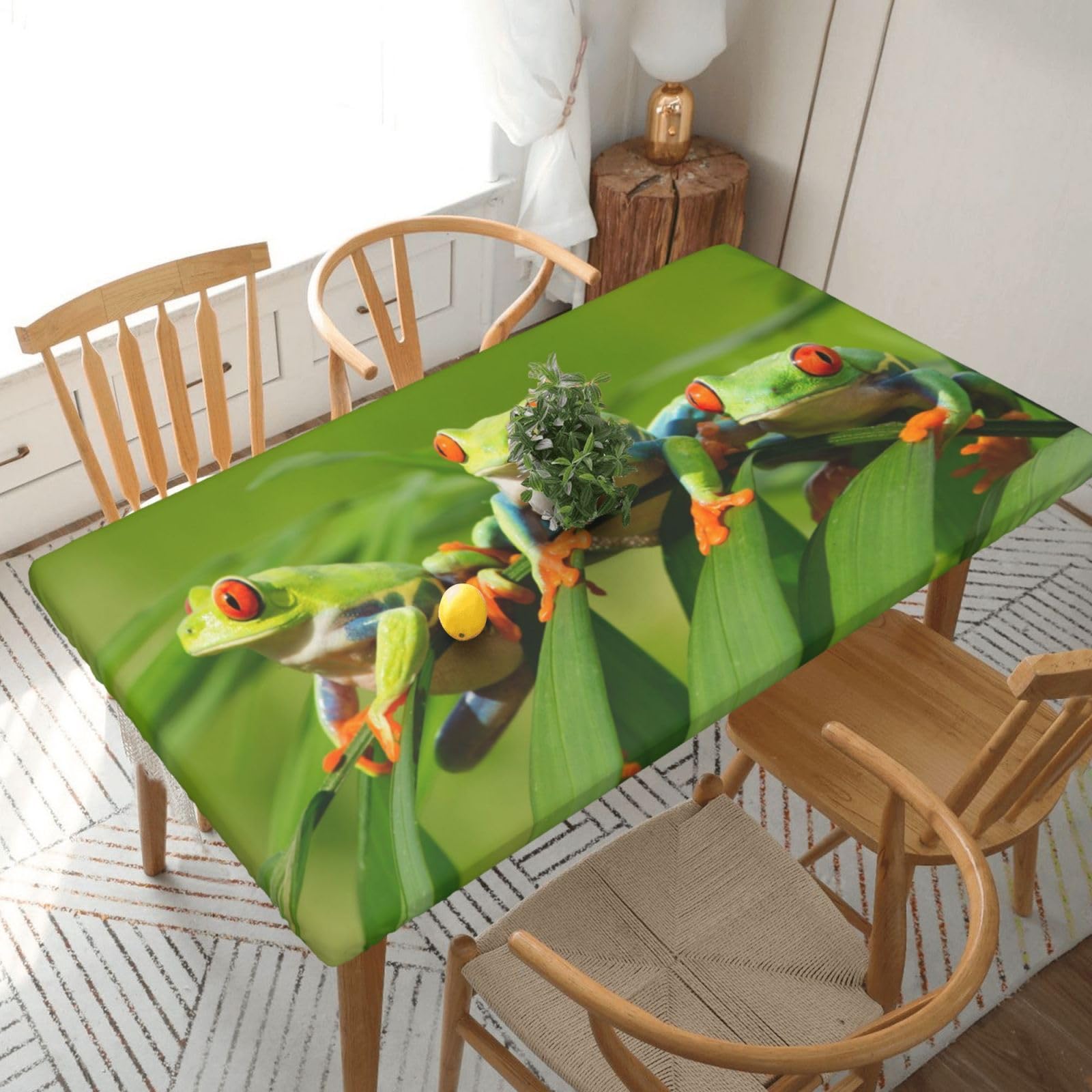 BNVSADC Funny Frogs Printed 5FT Tablecloth Polyester Kitchen Water Resistant Table Cloth Dining Table Decoration Table Covers, 152x76 CM