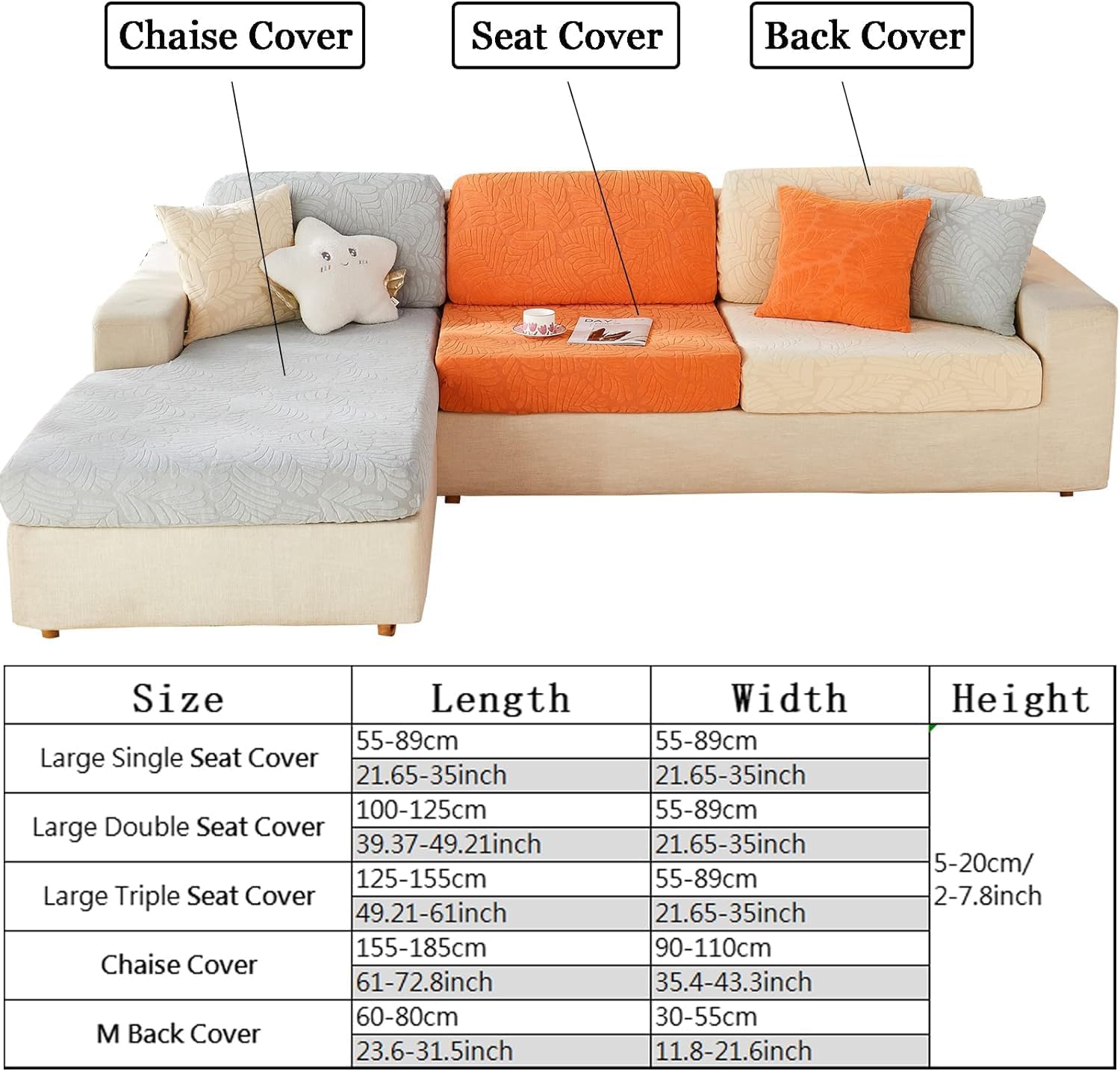 LiveGo Elastic Wear-Resistant Universal Sofa Cover | Stretch Couch Cushion Slipcovers | Anti-Slip L Shape & Chaise Lounge Slipcover | Durable, Stylish & Easy to Install & Care