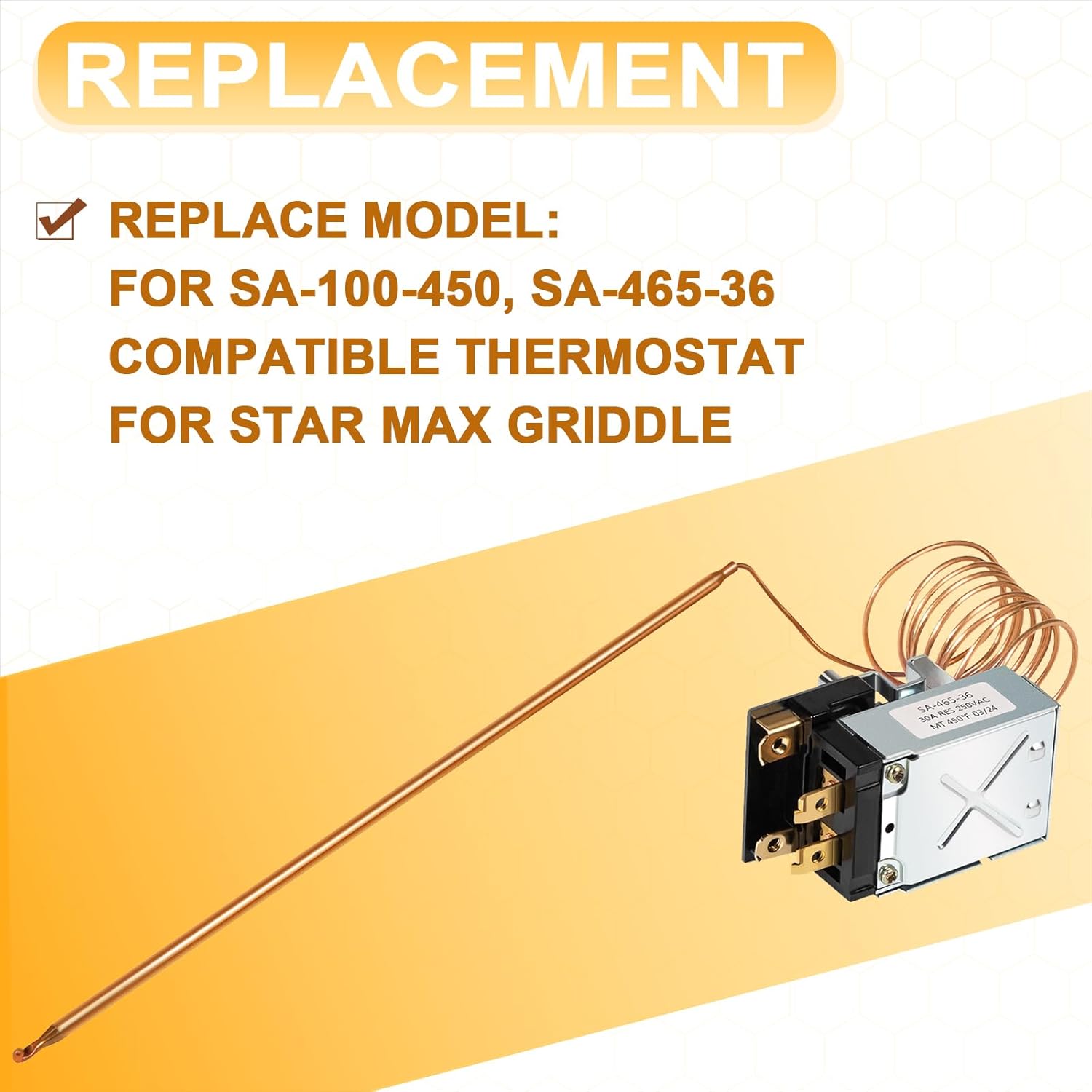 YMT SA-100-450 SA-465-36 Thermostat Fits for Star Max Griddle Temperature Control,Replace for Star MFG 2T-Z5958 Z5958,All Points 46-1368