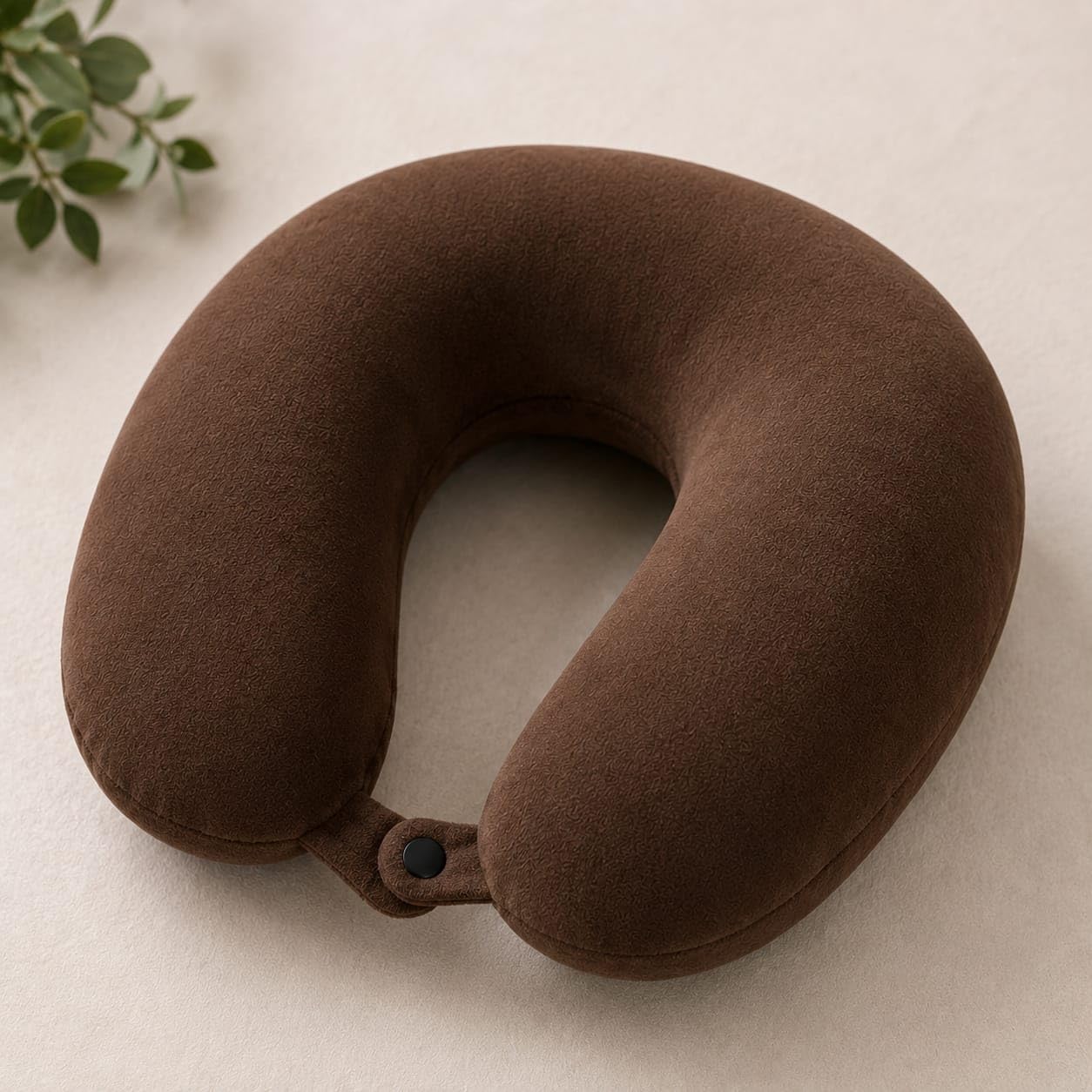 U-Shaped Travel Neck Pillow with Eye Mask, Brown (Brown) | Includes Eye Mask, Snap Fastener Closure, Soft Outer Fabric, Stress Relief, Versatile Use-image-31