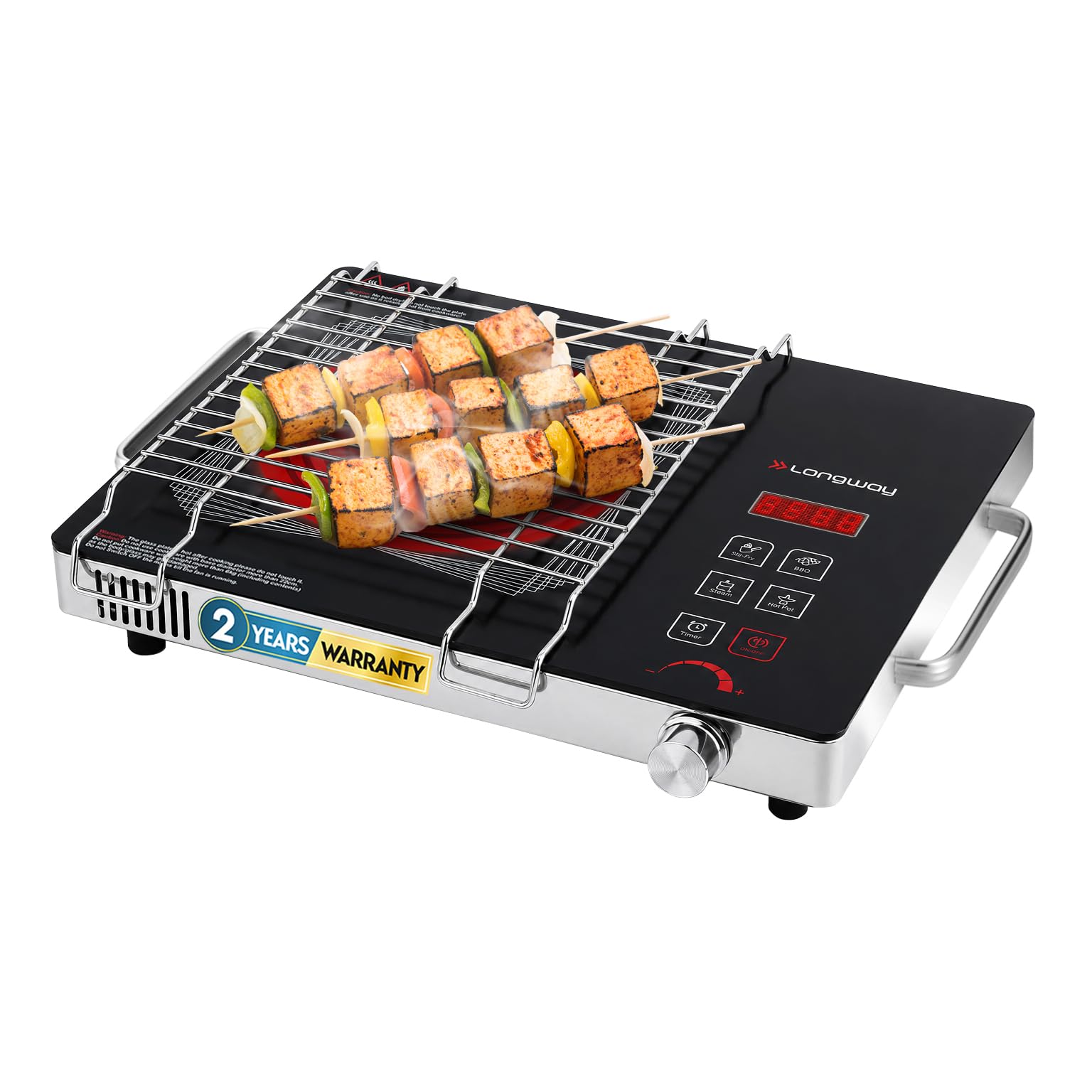 Longway Infralite Pro ICT 2200 W Infrared Cooktop with Free Stainless Steel Grill | Auto Shut Off & Overheat Protection (Black, Touch Control)-image-43
